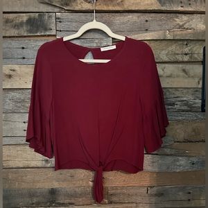 Cute Maroon Tie blouse small